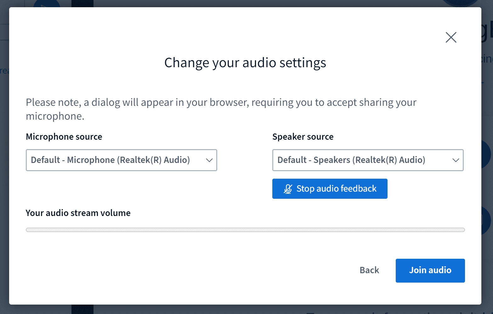 Updated echo test modal with added 