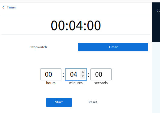 Setting up a 4 minutes timer