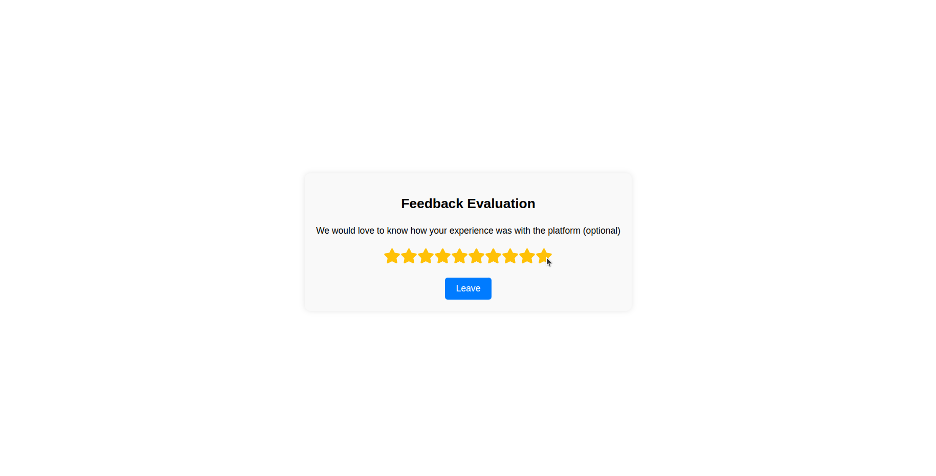 first screen of the default custom feedback experience