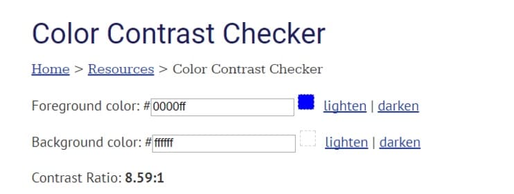 Image showing contrast ratio calculator