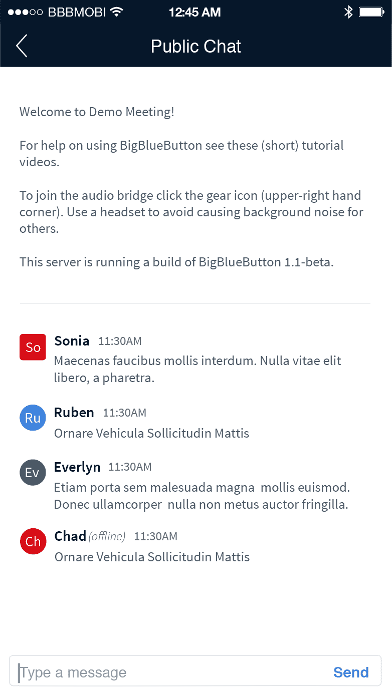 BigBlueButton Mobile Public Chat